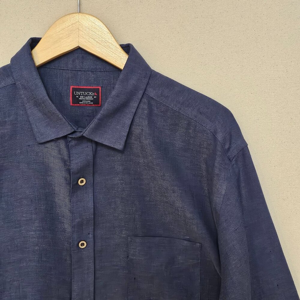 Untuckit Wrinkle Resistant Linen Button Down Xxl - image 1